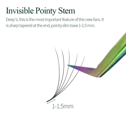 1000 Fans 3D -14D Premade Volume Lash Extension Fans Thin Pointy Base Sharp Slim Narrow Stem Russia Volume Eyelash Extension Fan