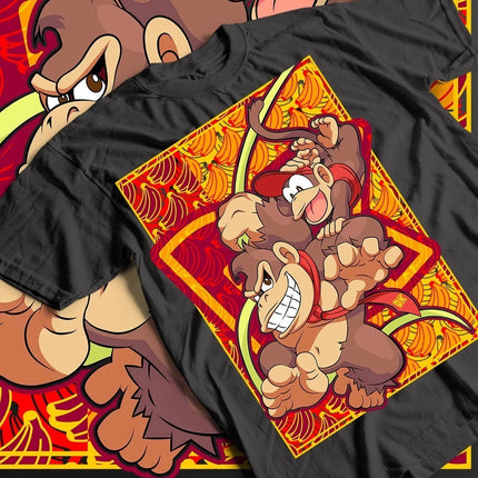Donkey Kong Pattern T-shirt for Men and Women in Summer, Made of Pure Cotton, Comfortable, Loose and Fashionable Round Neck Top