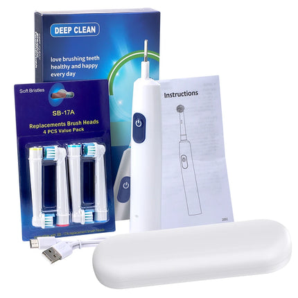 Sonic Electric Toothbrush Rechargeable Rotary Adult Waterproof with Timer 5 Modes & 4 Replaceable Brush Heads for Teeth Cleaning