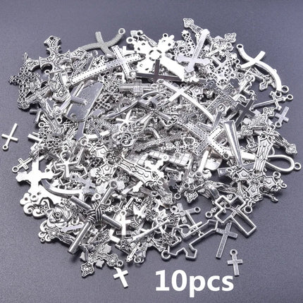 10/20/30pcs/Lot Metal Silver Color Cross Charms For Jewelry Making Supplies Christ Accessories Handmade Women/Men Pendant Charm