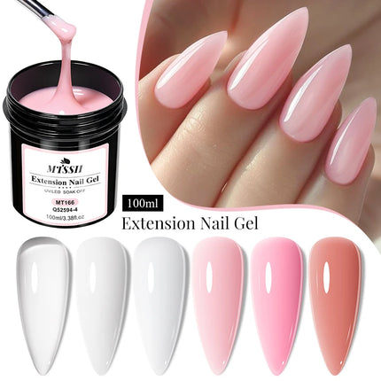100ml Clear White Pink Extension Nail Gel UV LED Cured Builder Nail Gel Acrylic French Nail Art Semi Permanent UV Gel Varnish
