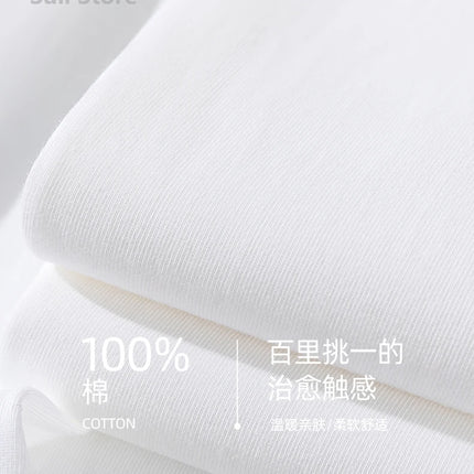 600G Heavy Cotton Short-sleeved T-shirt for Men and Women with The Same Loose Round Neck Simple Navy Blue Bottoming Shirt