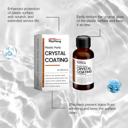 30ml Plastics Parts Crystal Coating Plastics Trim Restorer For Cars Maintenance Agent Car Plastics Restorer Sponge Waterproof