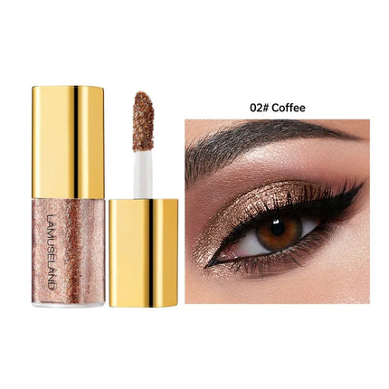 8 Colors Pearlescent Liquid Eyeshadow Fine Shimmer Highlight Glitter Eye Shadow High Shine Long-Lasting & Smudge-Proof Makeup