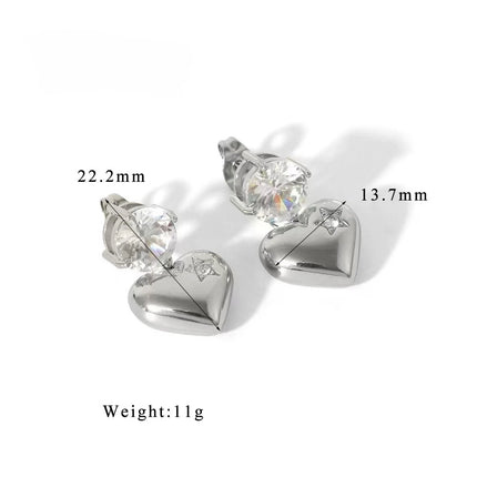 Fashionable elegant waterproof stainless steel bow heart-shaped pendant women's earrings jewelry party wedding 2025 new item