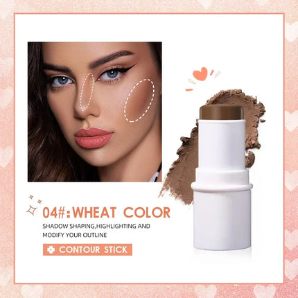 QIBEST Multi-functional Makeup Balm Pearlescent Highlights Stick Cheek Blush Brighten Highlight Stick Lip Balm Contour Pen
