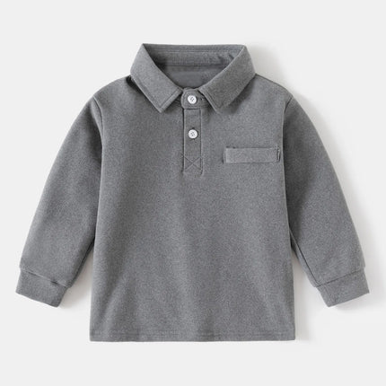2-6 Y Spring Children Long Sleeve POLO Shirt School Uniform Turn-Down Collar Shirt Tops for Toddler Baby Boys Kids Clothes