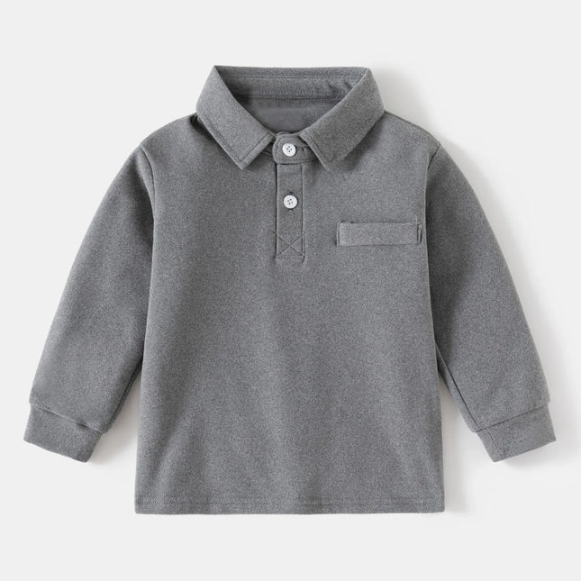 2-6 Y Spring Children Long Sleeve POLO Shirt School Uniform Turn-Down Collar Shirt Tops for Toddler Baby Boys Kids Clothes
