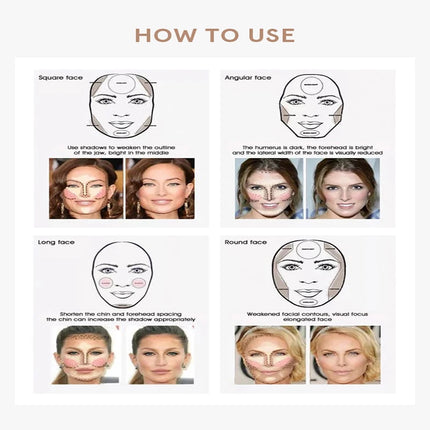 IMAGIC 4-Color Highlighter&Contouring For Face Bronzer Face Makeup Combination Palette Long-Lasting Brighten Skin Cosmetics