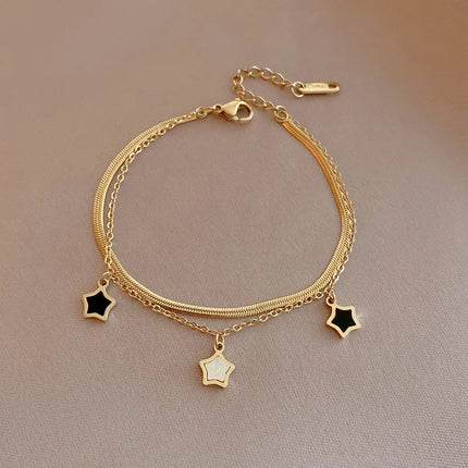 DIEYURO 316L Stainless Steel Multilayer Chain Star Charm Necklace Bracelet For Women New Trend Jewelry Set Girls Party Gifts