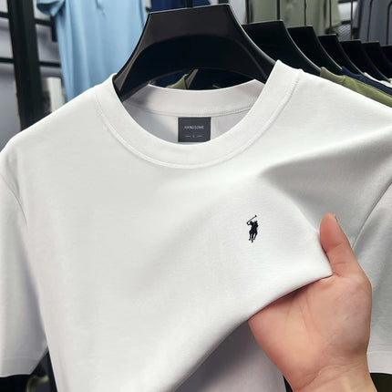 Men's Summer Design High-end Soft 100% Cotton Breathable Short-sleeved T-shirt Stylish Casual Round-neck Simple Versatile Suitable