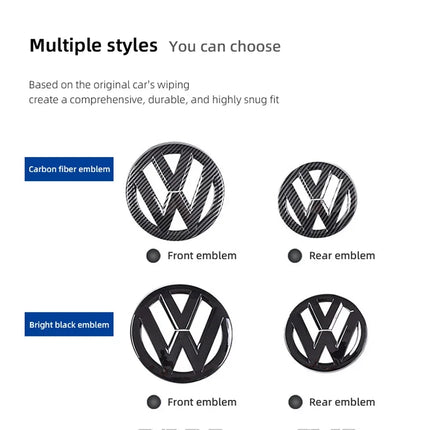 2pcs Emblem Front Grille Rear Trunk Sticker Badge Decals For VW Polo Golf MK6 MK7 MK8 Passat B6 B7 B8 Tiguan CC T-ROC Arteon
