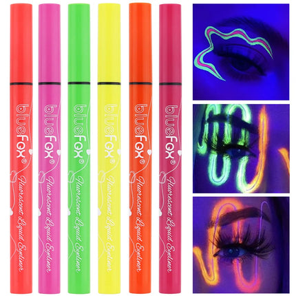 6pcs Glow in the Dark Face,Body Paint Set,Shimmer Liquid Eyeliner, Neon Fluorescent Makeup Sticks for Halloween,Music Festivals