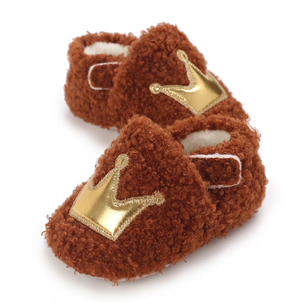Fashionable Lamb Down Newborn Baby Girl Knitted Baby Soft Sole Shoes Toddler Shoes Warm and Non Slip First Walker