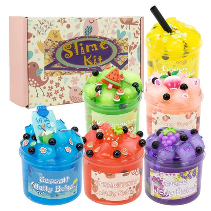 Soft 300ml/70ml Slime Kit Fruit Crunchy Non-Sticky Jelly Cube Slime Glitter Stress Relief Children's Toy Gifts Party Favor Gifts