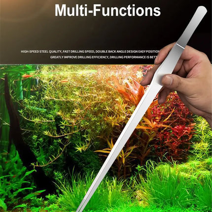 Stainless steel thick curved straight tweezers 48cm long teeth anti slip pet feeding tool, aquarium plant tweezers