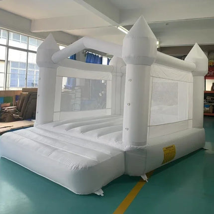 White Bounce House For Kids 4*3*2.6M Bouncy House White For Children Inflatable Jumping Castle With Blower Slide 5-8 Kids
