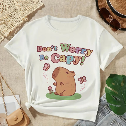 2025 Capybara T-Shirt Kids Children T-Shirt Capybara Cartoons Clothes Kid Girl Boy Capybaras T-Shirt Baby Casual Top Clothes