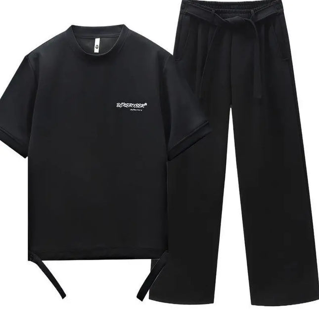 Men Sportswear Set Fashion Casual Trendy Pants Tee Outfit