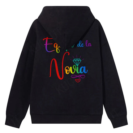 Bestie Bridal Bachelorette Party Hoodies Spanish Team Bride Print Casual Hooded Sweatshirts for Women Girls Group Matching Tops