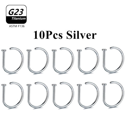 1Pcs 10Pcs G23 ASTM F136 Titanium D Shape Nose Piercing Ear Septum Earrings Studs Helix Stud Hoop Body Jewelry Wholesale