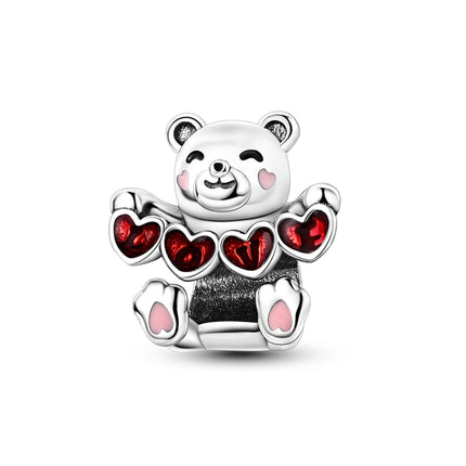 Charms Plata De Ley 925 Red Color Series Charm Red Elephant Animal Fruit Beads of Original Fits Women Anniversary Jewelry Charms