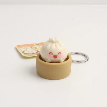 1/2Pcs Decompression Bun Clicker Keychain Mini Steamed Bun Stress Relief Toy Pendant Backpack Hanging Decoration·