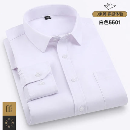 Men's Purple Long-Sleeve Shirt for Commuting: Non-iron, Wrinkle-resistant, Slightly Stretchy, Quick-drying Casual Shirts.