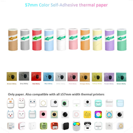 Thermal Mini Printer, Portable Inkless Sticker Maker,Bluetooth Free Cut Small Pocket Printer for Children DIY 57mm Photo Print