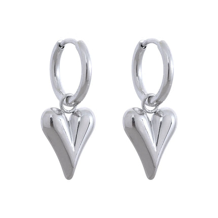 Yhpup Stainless Steel Chic Heart Huggie Hoop Earrings Charm Gold Color Tarnish Free Trendy Fashion Jewelry for Women Bijoux
