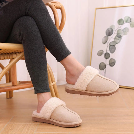 Kidmi Winter Women Fuzzy Slippers Classic Brand Fluffy House Shoes Indoor Warm Suede Cozy Slippers Casual Non-slip Cotton Shoes