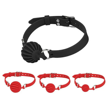Adult Games Mouth Gag Silicone Ball Oral Fixation Mouth Gags Bondage Restraints Red Black Colors Sex Toys For Couple Ball Gag