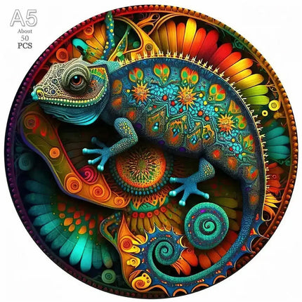 Chameleon Wooden Animal Jigsaw Puzzles for Adults Kids Interactive Games Birthday Gifts 3d Educational Toys Elephant
