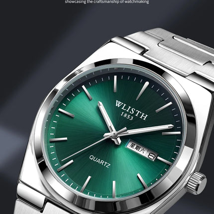 Men's Quartz Watch Luxury Waterproof Luminous Date Week Stainless Steel Men's Watch Male Wristwatches