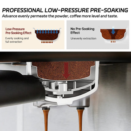 Cafelffe Espresso Coffee Machines Stainless Steel with Milk Frother Steam Wand Semi-Automatic Cappuccino Maker 20Bar Cafetera