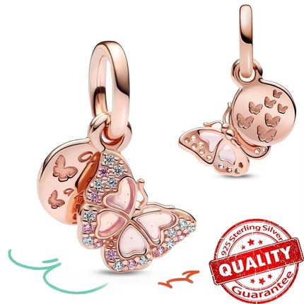 Original Charms 925 Sterling Silver Butterfly Pendant Dragonfly Flowers Bead For Women Necklace DIY Bracelet Fine Jewelry Gift