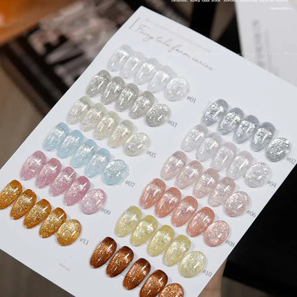 Colorful Nail Gel Holographic Opal Glitter Polish Multi-Color Sparkle Gel for Nail Art Professional Salon Gel with Diamond Shine