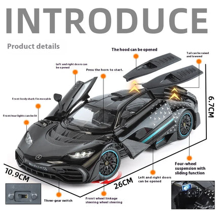 1:18 AMG ONE Super Sports Vehicle Alloy Dieacst Model Car Sound & Light Classic Hobby Collectibles Birthday Gifts