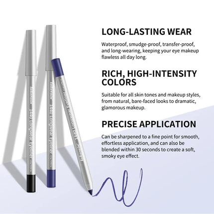 Lakerain Longwear Eyeliner 24h Long-lasting Wear Waterproof Smudge-proof Smooth Precise Application Smokey Eyeliner 12 Color