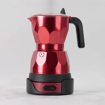 150ml/3 Cups Electric Coffee Maker Portable 110V/220V Aluminum Mocha Pot Electric Italian Coffee Maker Percolator for Home Red