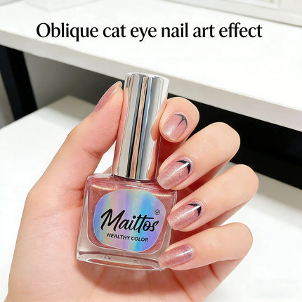 WA517 Bean paste 12ml No-bake Cat's Eye Water-based Nail Polish, Odorless, With magnet, dries quickly, No UV lamp needed, easy to remove