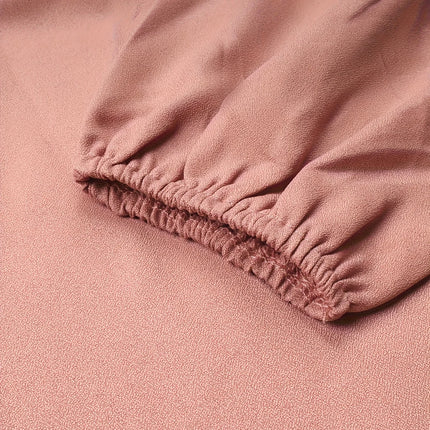 Plus Size Women's Mauve Satin Long Sleeve Blouse V-Neck Loose Fit Lantern Sleeve Casual Office Top 2025