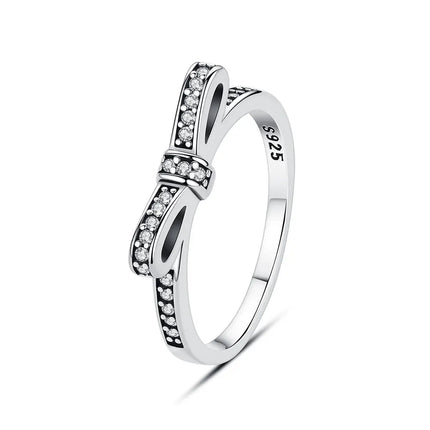 Original 925 Sterling Silver Ring Love Heart Pave CZ Crystal Stackable Rings For Women Wedding Engagement Birthday Gift Jewelry