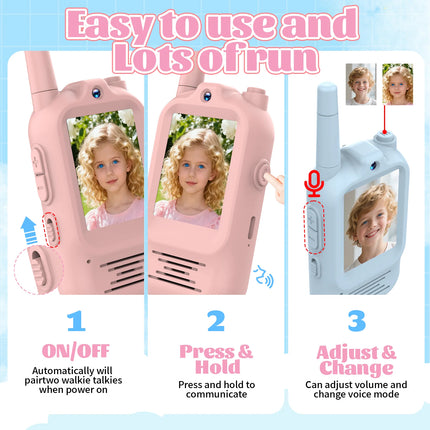 2PCS Kids Video Walkie Talkie Parent-Child Interactive Leisure Pager Remote Intercom Mini Telephone Toy for Gift
