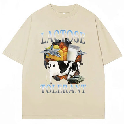 Lactose Tolerant Funny Milk Print T Shirt Men Women Retro Fashion Short Sleeve 100% Cotton Summer Casual Humor T Shirts Gifts