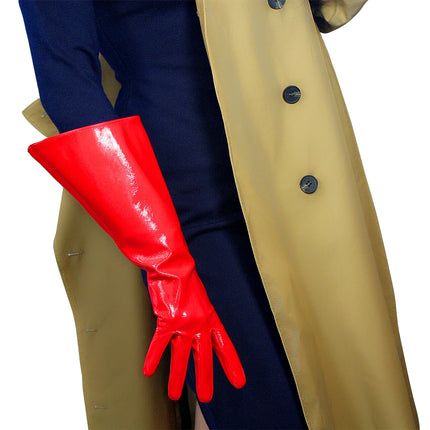 DooWay Women's Patent Leather Gloves Sexy Shine Red Wet Look Latex Faux PU Wedding Role Play Costume Cosplay Evening Party Glove