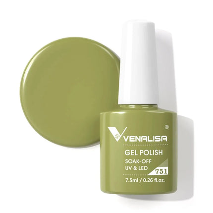 Venalisa 7.5ml Gel Nail Polish, White Cap, Glass Formula, No Wipe Top Coat, UV LED Soak-Off Glitter Color Nail Lacquer