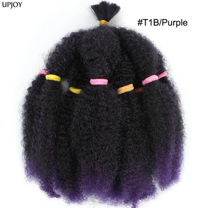 Afro Kinky Curly Hair Bulk Synthetic 12inch Ombre Marley Twists Braiding Hair #1B 4 27 30 33 99J Green Ombre Purple Brown Colors