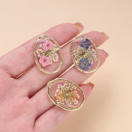 2pcs/Lots Alloy Enamel Charms Dried Flower Pendant for Handmade DIY Necklace Bracelet Earring Jewelry Making Accessories