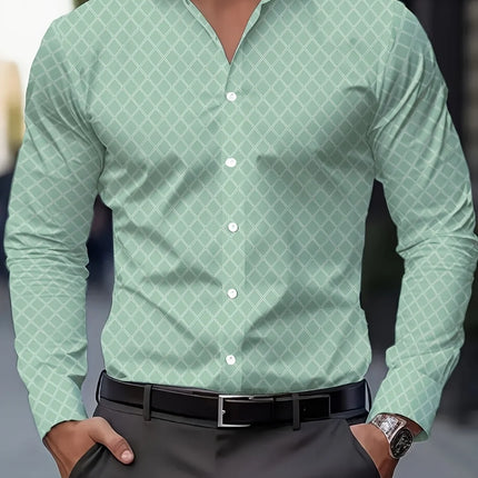 New European and American Style Men's Trend Long-Sleeve Shirts Allover Pattern Print Comfortable Casual Business Male Clothes